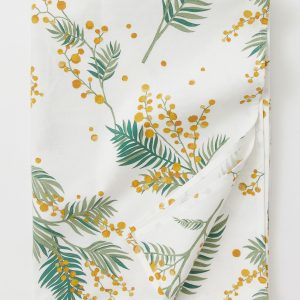 Linen - green & gold botanical