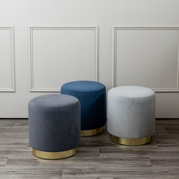 Pouffe-India-velvet with gold base-Signature Rentals