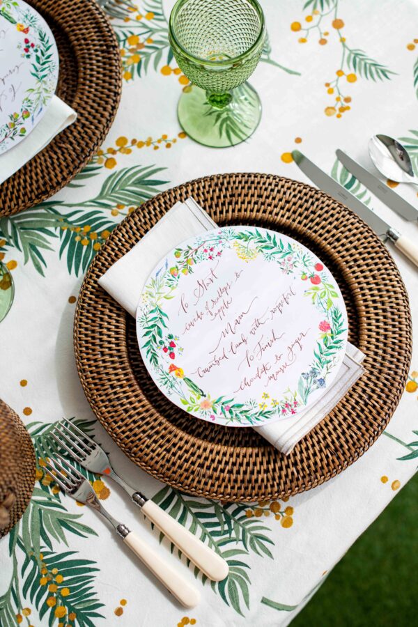 Rattan charger plate-Signature Rentals