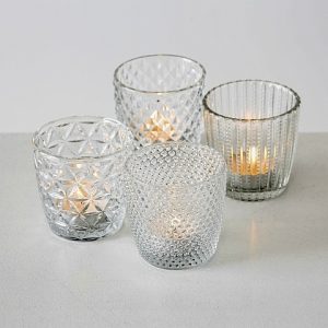 Tealight holder - clear gold rimmed - Signature Rentals