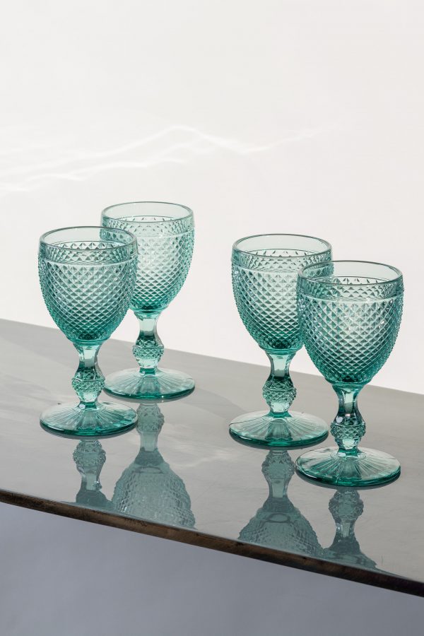 Glassware - Diamond stemmed, large - mint - Signature Rentals