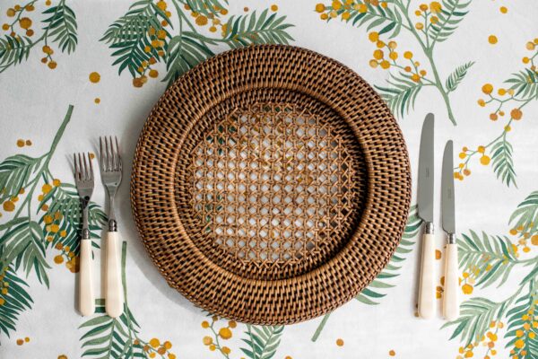 Rattan charger plate-Signature Rentals
