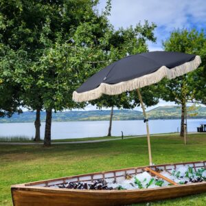 Fringed Parasol-Black-Signature Rentals